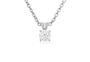 Sterling Silver Diamond Solitaire Pendant (1/10 ct) w/ 18" Chain