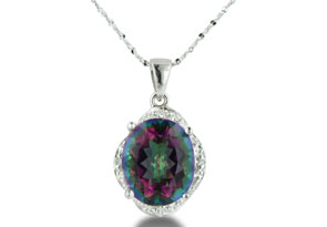 4 1/2ct Rainbow Amethyst And Diamond Necklace In Sterling Silver