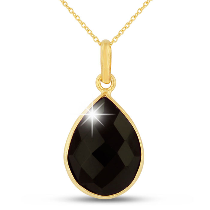 Ct Black Onyx Teardrop Necklace In K Gold Overlay Superjeweler