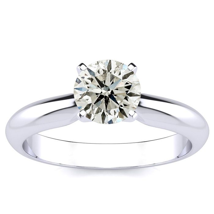 1ct Round Diamond Solitaire Ring In 14k White Gold J K I1 I2