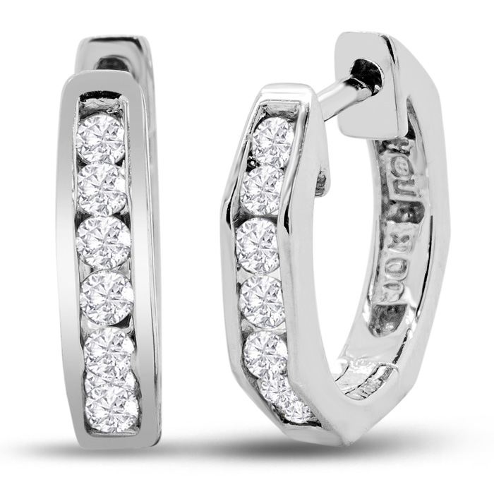 Blowout Price on 14ct Huggy Style Diamond Earrings in 10k White Gold ...