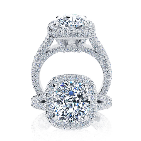 Engagement Ring | 6 Carat Cushion Cut Halo Diamond Engagement Ring In ...