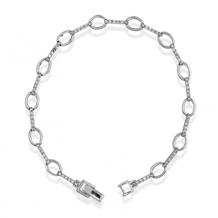 Open Circles And Thin Bars Cubic Zirconia Bracelet In Sterling Silver ...