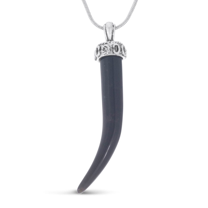 Men's Black Onyx Italian Horn Necklace, 18 Inches | SuperJeweler.com