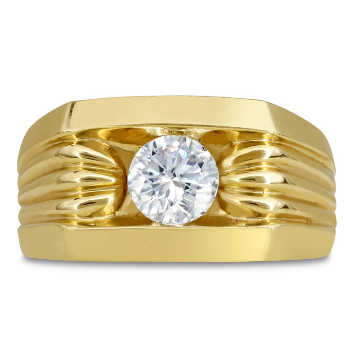 Men's 1ct Diamond Ring In 14K Yellow Gold, I-J-K, I1-I2 | SuperJeweler.com