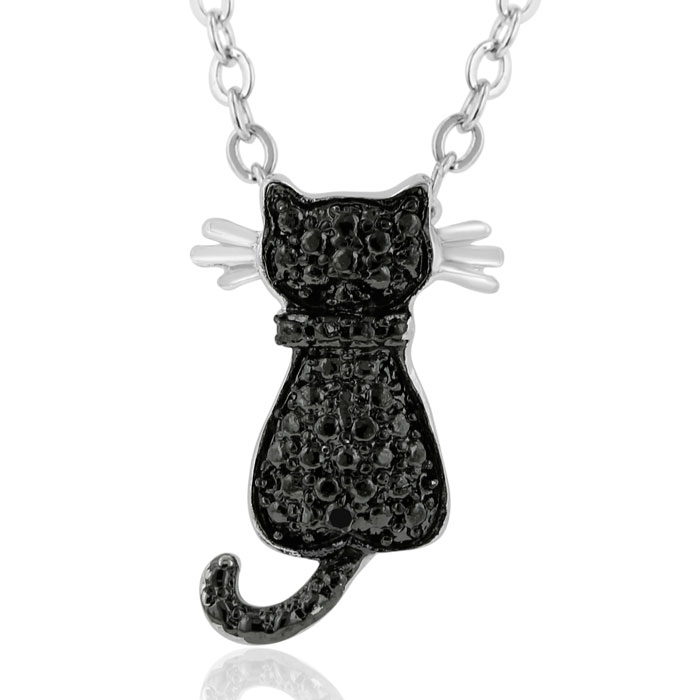 Purr-fect Black Diamond Cat Necklace | SuperJeweler.com