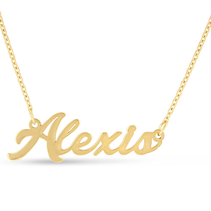 Alexis Nameplate Necklace In Gold | SuperJeweler.com