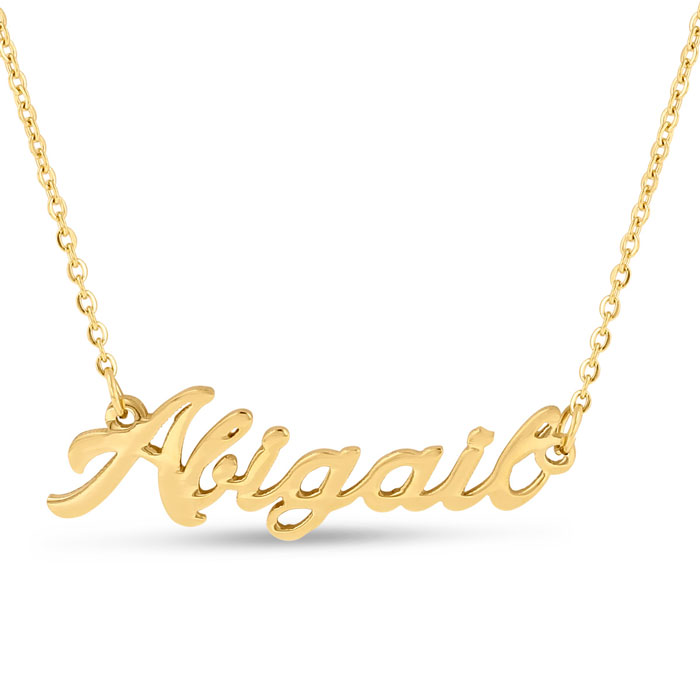 Abigail Nameplate Necklace In Gold | SuperJeweler.com