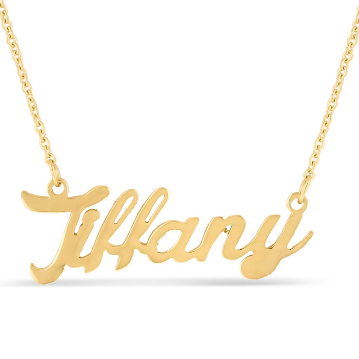 Tiffany Nameplate Necklace In Gold | SuperJeweler.com