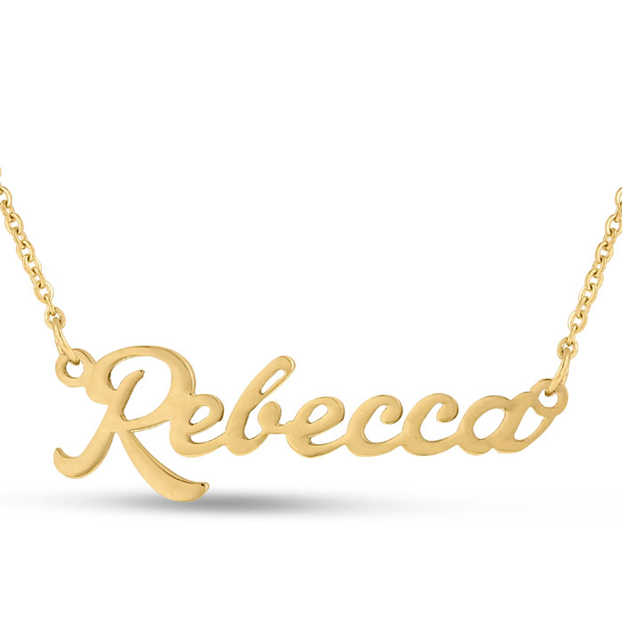 Rebecca Nameplate Necklace In Gold | SuperJeweler.com