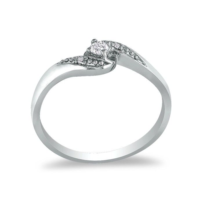 Double Heart Diamond Promise Ring in Sterling Silver in Sizes 4-10