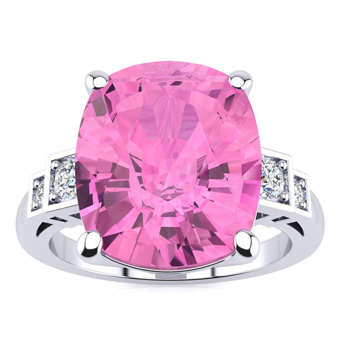 14k White Gold Cushion Cut 4ct Pink Topaz And Diamond Ring | Mylist