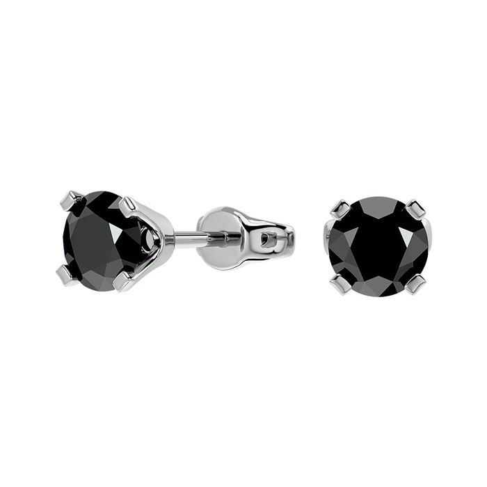 3/4ct Black Diamond Stud Earrings in 14k White Gold | SuperJeweler.com