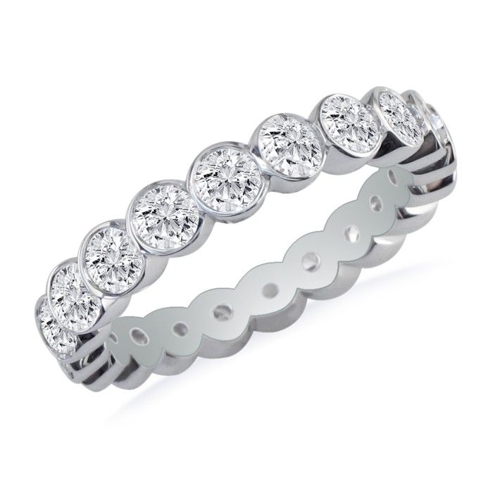 1/2 Carat Overlapping Bezel Diamond Eternity Band in 14k WG, Ring Size ...