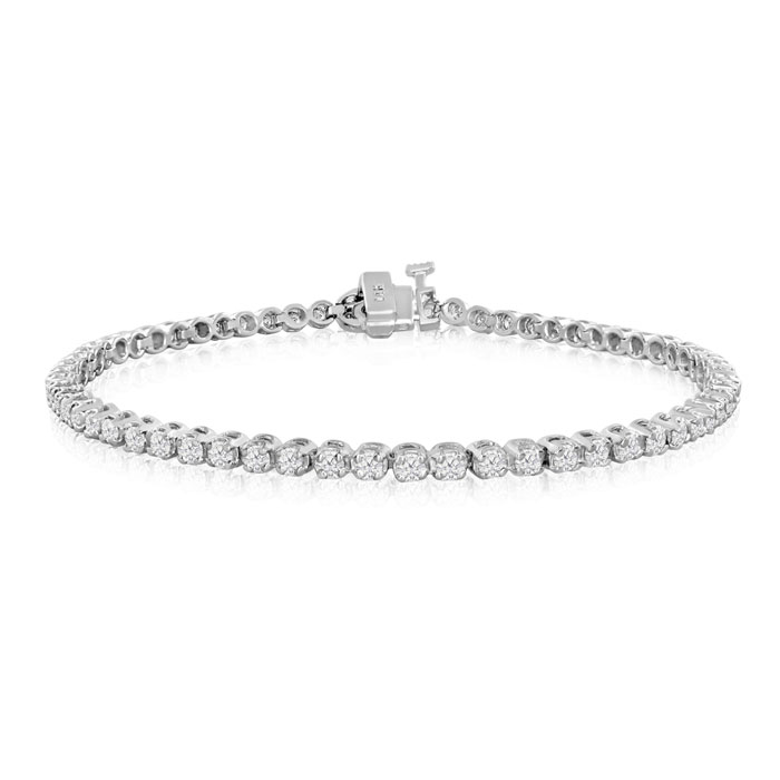 2ct Round Based Diamond Tennis Bracelet In 14k White Gold | Shiny Jewels