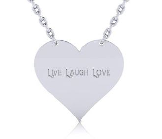 Sterling Silver Heart Necklace With Free Custom Engraving, 18 Inches