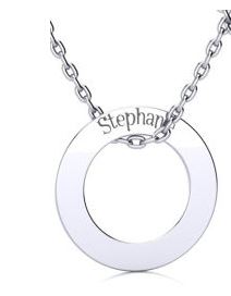 Sterling Silver Endless Circle Necklace With Free Custom Engraving, 18 Inches