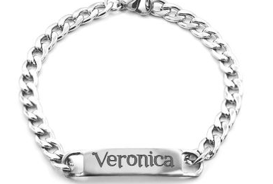 Ladies and Mens Stainless Steel ID Bracelet With Free Custom Engraving, 7.5 Inches